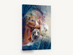 Tiger Queen and Butterflies, fantasy woman white tigers illustration, animal canvas wall art print ready to hang