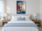 Tiger Queen and Butterflies animal canvas print on the wall of a bedroom