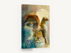 Veiled Gaze and Big Cats, woman with leopard and cheetah artwork, animal canvas wall art print ready to hang
