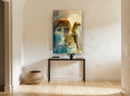 Veiled Gaze and Big Cats animal canvas print on the wall of a hallway