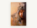 Wolf Headdress Spirit, wolf headdress portrait illustration, animal canvas wall art print, front view