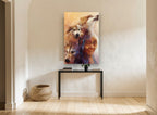 Spirit Wolves and Elder animal canvas print on the wall of a hallway