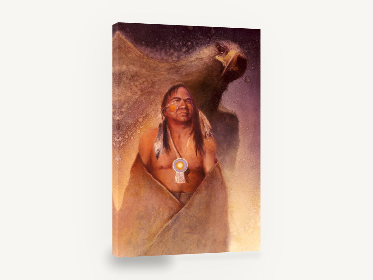 Eagle Spirit Guardian, eagle spirit figure portrait illustration, animal canvas wall art print ready to hang