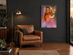 Wolf Spirit Guardian animal canvas print on the wall of a charcoal living room