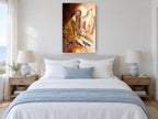 Wolf Eagle and Ravens animal canvas print on the wall of a bedroom