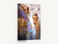 Wolf Spirit Collage, wolf and elder portrait collage, animal canvas wall art print ready to hang