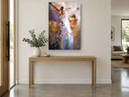 Wolf Spirit Collage animal canvas print on the wall of a entry hall