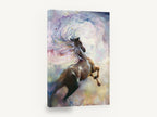 Horse Rearing Through Clouds, rearing horse cloudscape artwork, animal canvas wall art print ready to hang
