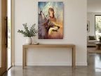 Wolf Song Reverie animal canvas print on the wall of a entry hall