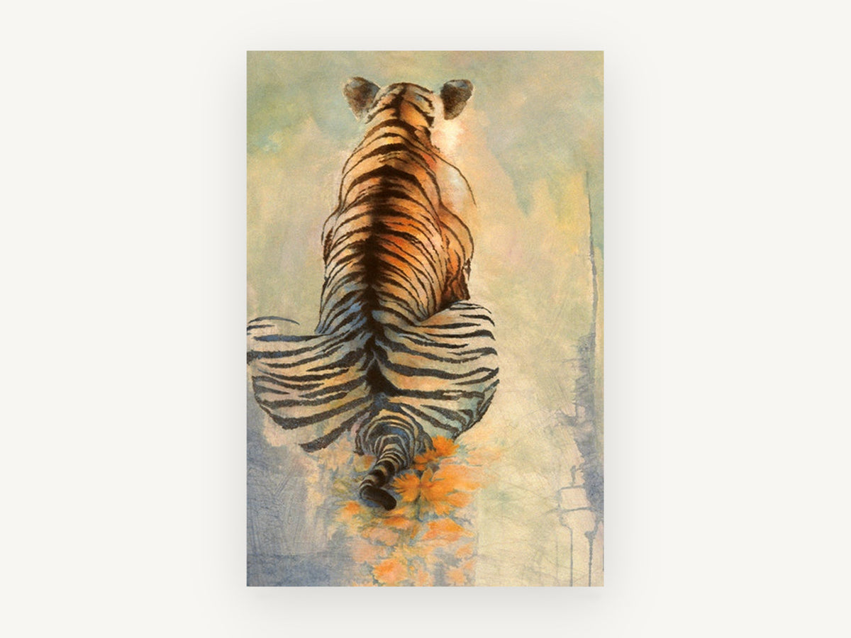 Tiger From Behind, tiger seen from behind painting, animal canvas wall art print, front view