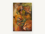 Leopard Jungle Collage, leopard collage mixed media artwork, animal canvas wall art print, front view