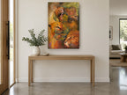 Leopard Jungle Collage animal canvas print on the wall of a entry hall