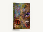 Eyes of the Wild, wolf bison face mixed media collage, animal canvas wall art print ready to hang