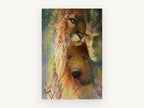 Spirit Companions, mountain lion bear spirit portrait, animal canvas wall art print, front view