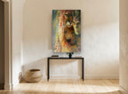 Spirit Companions animal canvas print on the wall of a hallway
