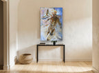 Eagle Dancer in Clouds animal canvas print on the wall of a hallway