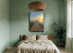 Jetty at Golden Hour landscape canvas print on the wall of a bedroom