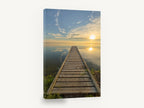 Jetty at Golden Hour, timber jetty sunset lake photograph, landscape canvas wall art print ready to hang