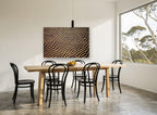 Golden Sand Ripples coastal canvas print on the wall of a dining room