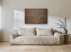 Golden Sand Ripples coastal canvas print on the wall of a living room