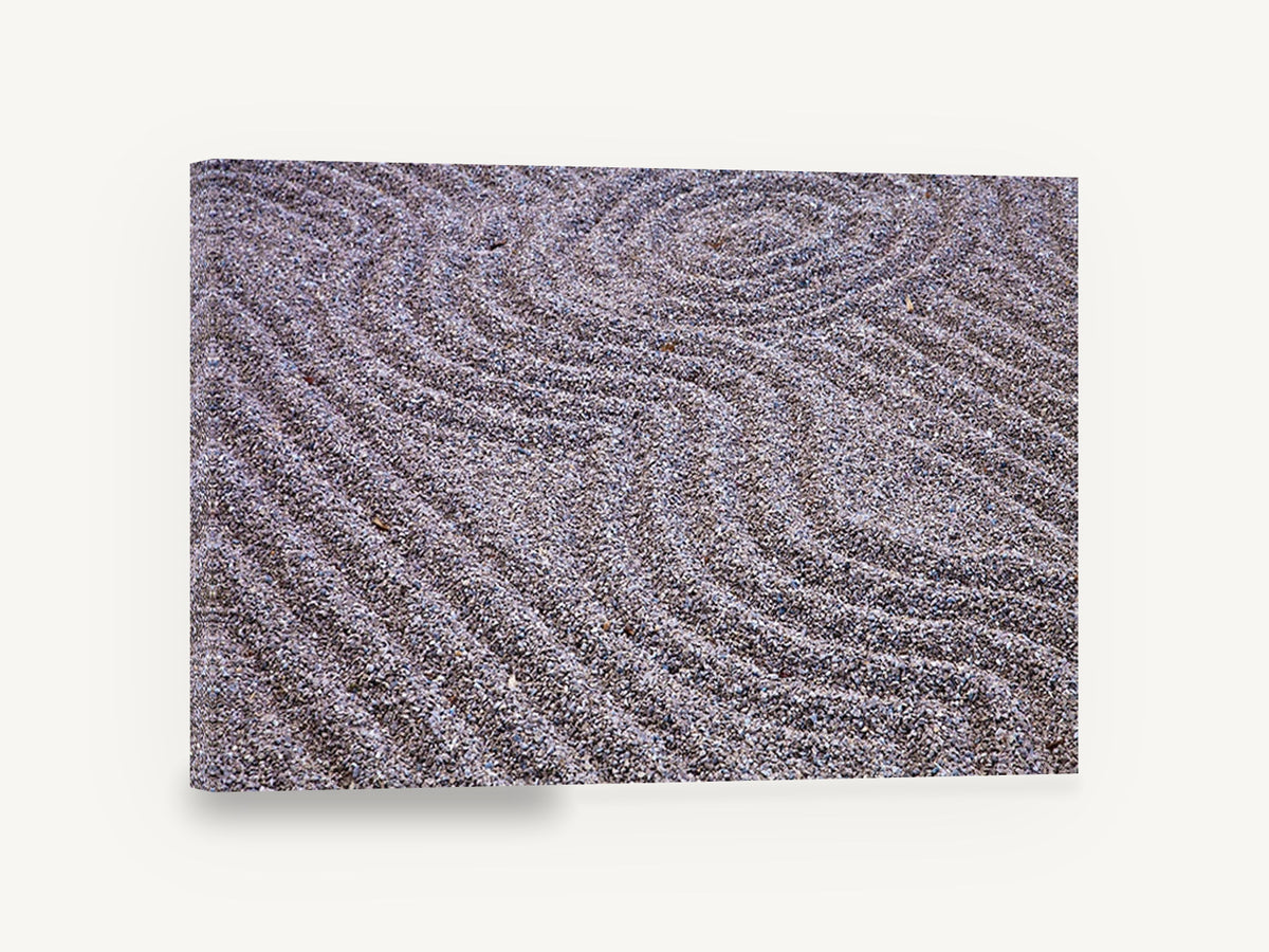 Raked Gravel Ripples, raked gravel zen garden photograph, landscape canvas wall art print ready to hang
