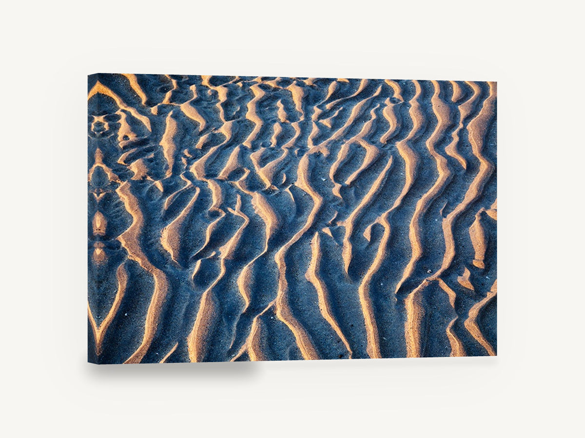 Rippled Sand at Dusk, rippled beach sand pattern photograph, coastal canvas wall art print ready to hang