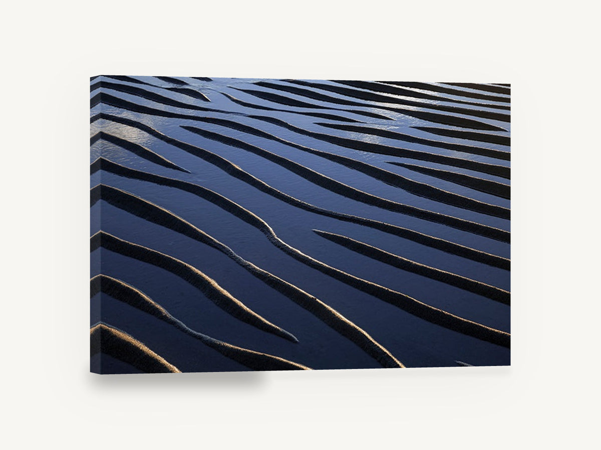 Tidal Sand Ripples, rippled sand tidal flat photograph, coastal canvas wall art print ready to hang