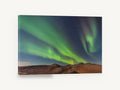 Green Aurora Ridge, green aurora over mountains photograph, landscape canvas wall art print ready to hang
