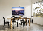 Crescent Moon Over Frozen Shore coastal canvas print on the wall of a dining room