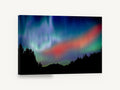 Crimson Aurora Ridge, northern lights over mountain silhouette photograph, landscape canvas wall art print ready to hang