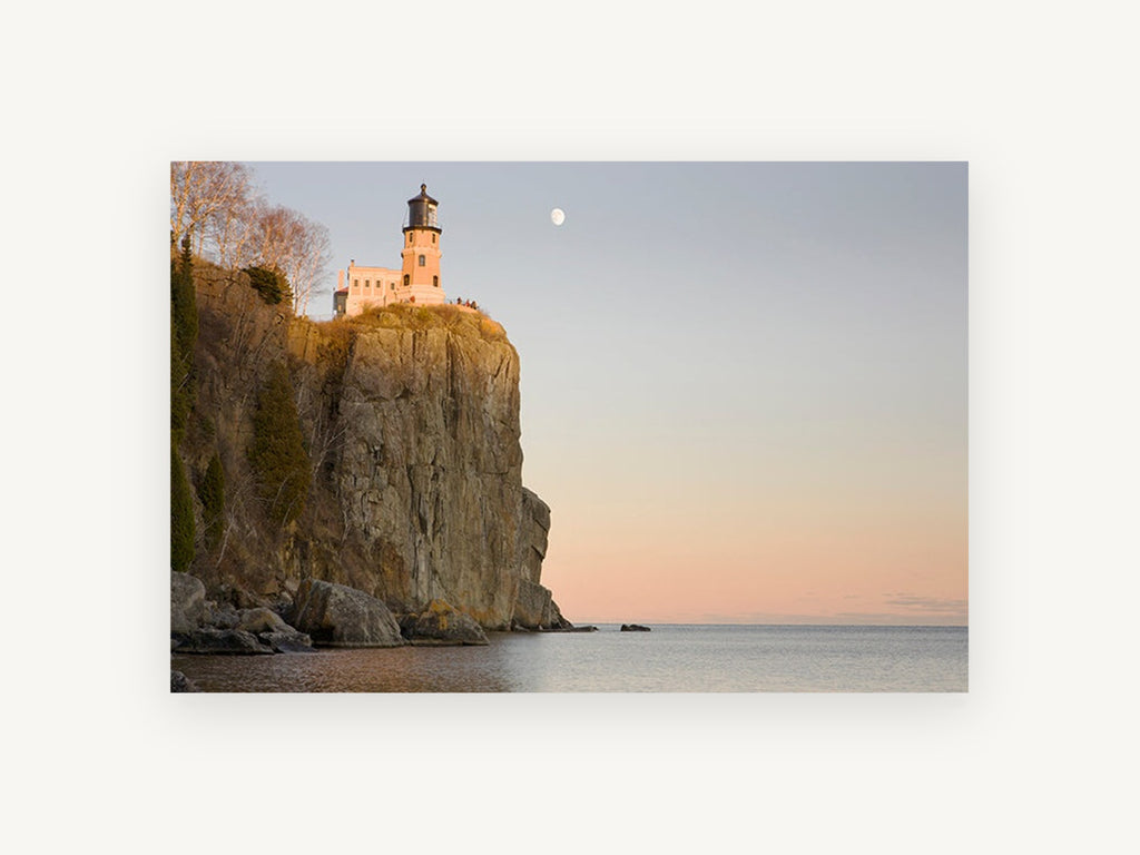 Moonrise Over the Cliff, coastal canvas wall art print, front view