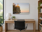 Moonrise Over the Cliff coastal canvas print on the wall of a study