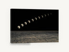 Moon Phases Over Sea, moon phase sequence ocean photograph, coastal canvas wall art print ready to hang