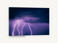 Violet Storm Strikes, purple lightning storm night photograph, landscape canvas wall art print ready to hang