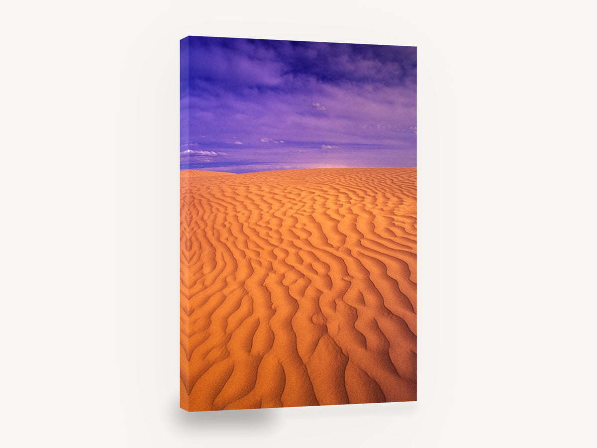 Violet Dune Ripples, orange sand dune ripples photograph, landscape canvas wall art print ready to hang