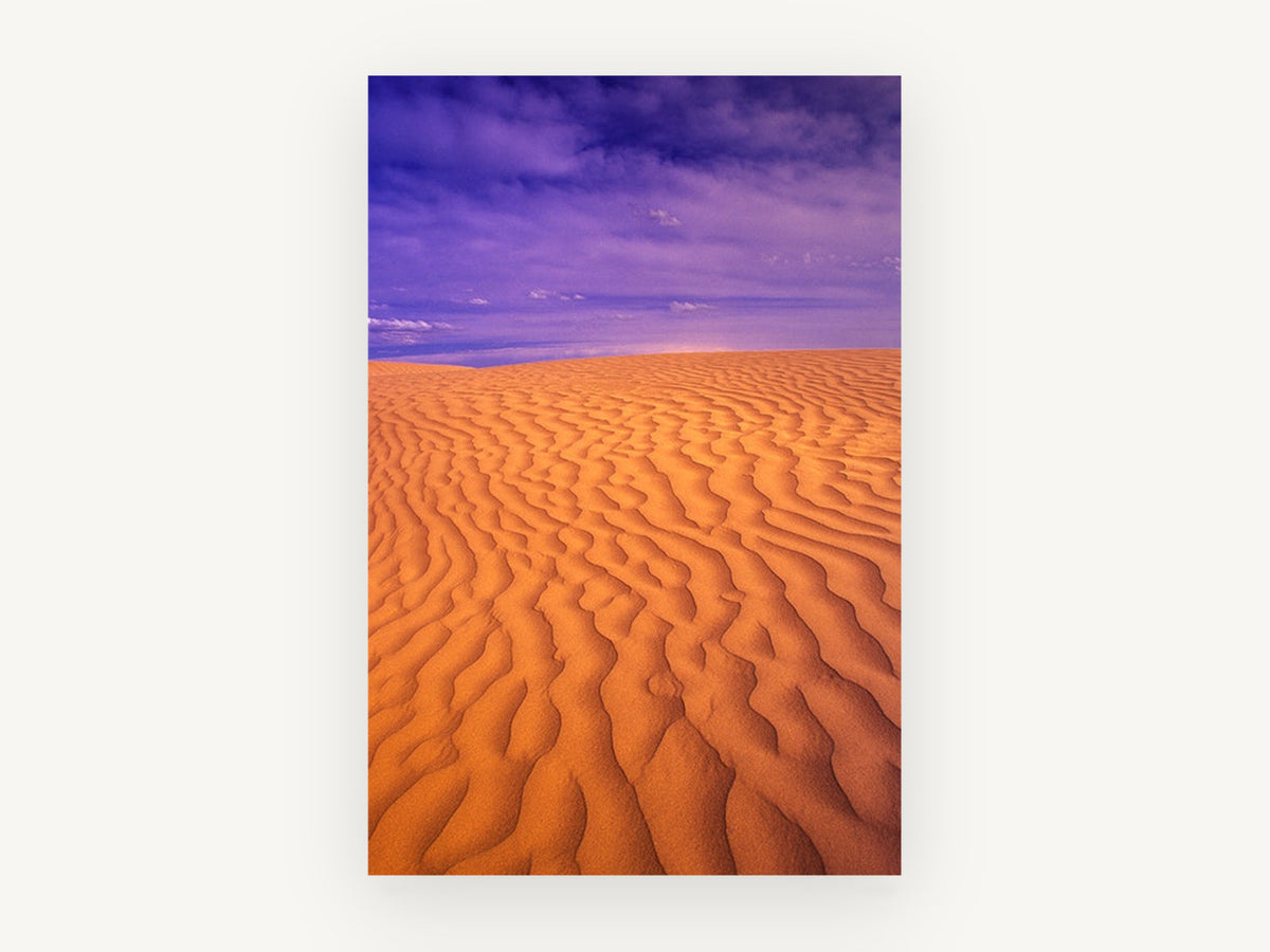 Violet Dune Ripples, orange sand dune ripples photograph, landscape canvas wall art print, front view