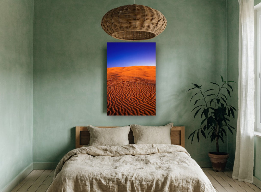 Rippled Dune Dusk landscape canvas print on the wall of a bedroom