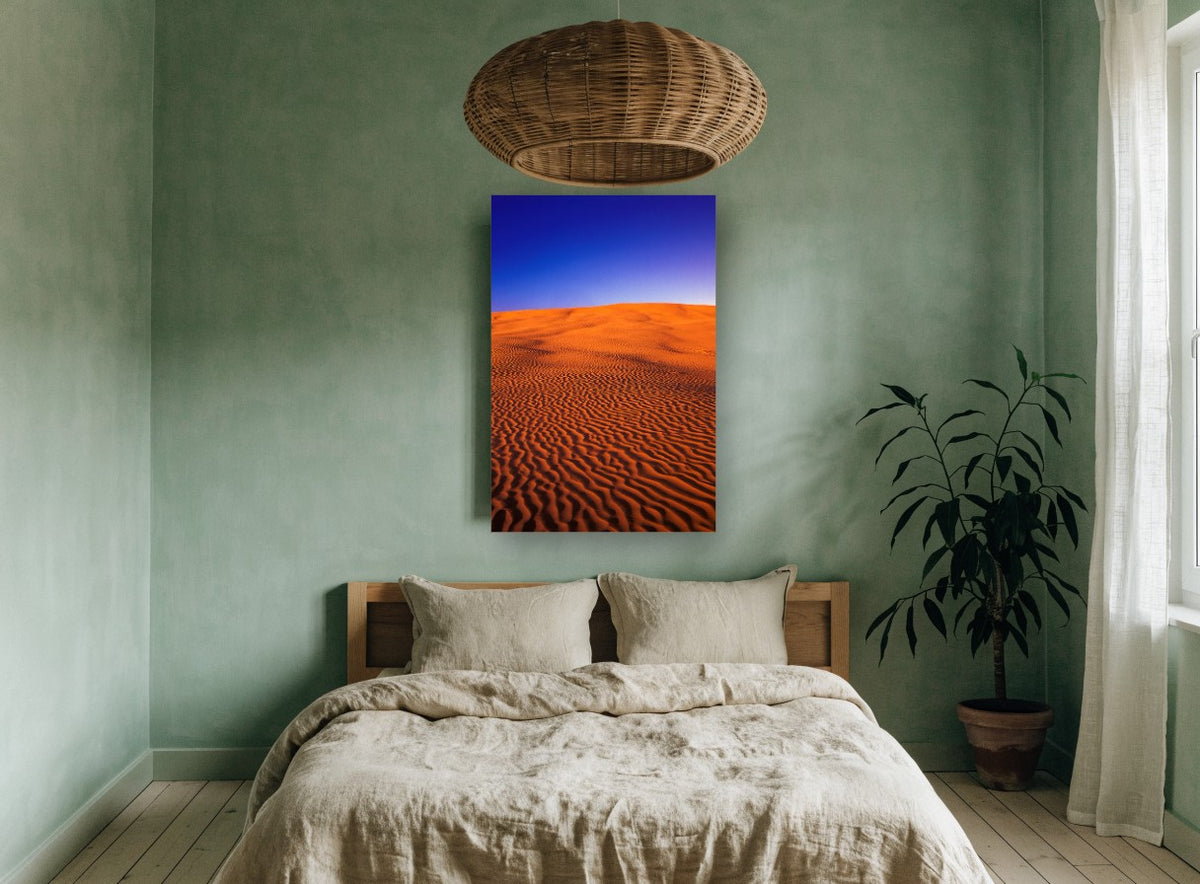 Rippled Dune Dusk landscape canvas print on the wall of a bedroom