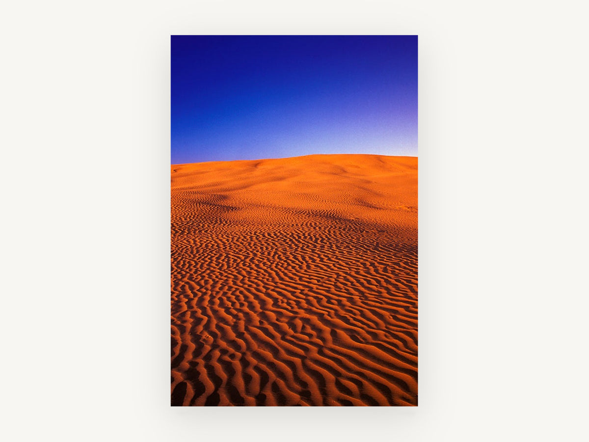 Rippled Dune Dusk, orange desert sand dune photograph, landscape canvas wall art print, front view