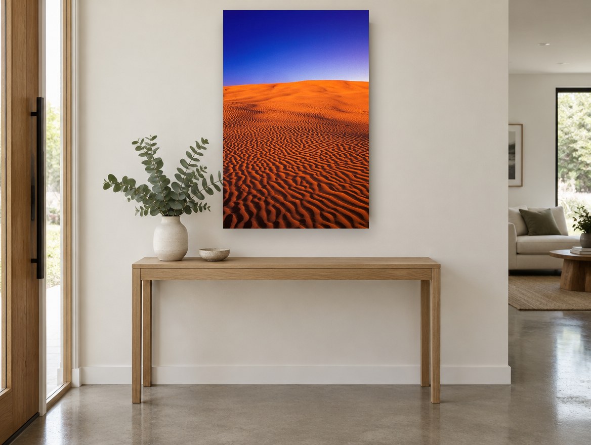 Rippled Dune Dusk landscape canvas print on the wall of a entry hall
