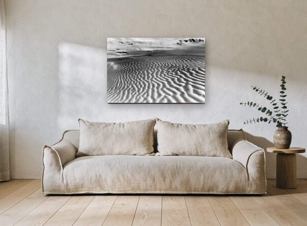 Rippled Dune Light landscape canvas print on the wall of a living room