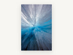 Blue Ice Burst, blue ice cave icicles photograph, landscape canvas wall art print, front view