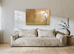 Seeds on the Breeze floral canvas print on the wall of a living room