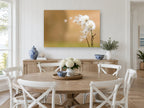 Seeds on the Breeze floral canvas print on the wall of a Hamptons dining room