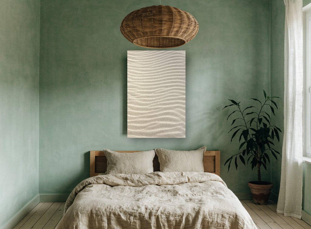 Rippled Sand Drift landscape canvas print on the wall of a bedroom
