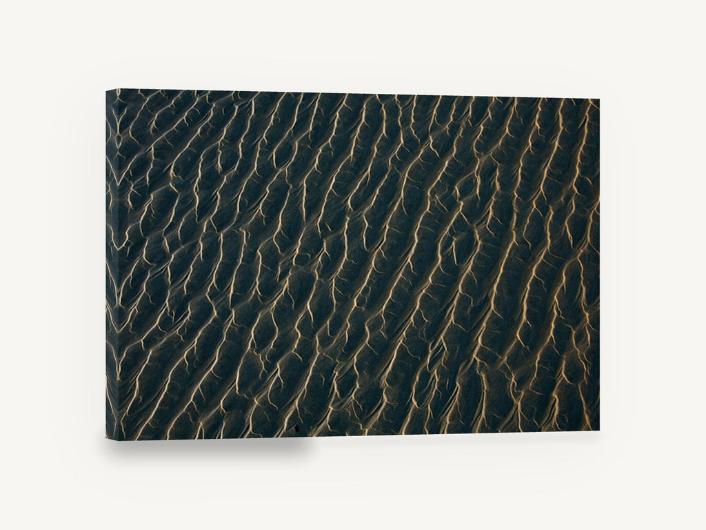 Rippled Sand at Dusk, rippled beach sand pattern photograph, coastal canvas wall art print ready to hang
