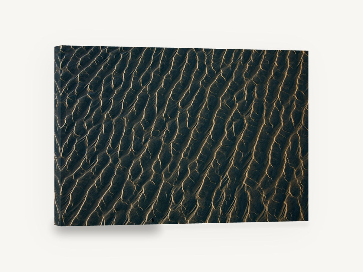 Rippled Sand at Dusk, rippled beach sand pattern photograph, coastal canvas wall art print ready to hang
