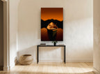 Amber Dusk Canoe landscape canvas print on the wall of a hallway