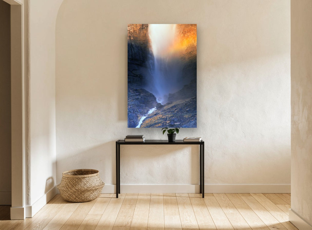 Rainbow Mist Falls landscape canvas print on the wall of a hallway