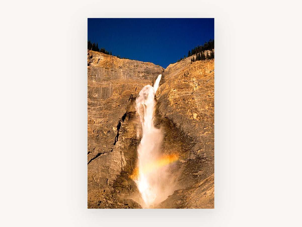 Rainbow Falls Cliff, waterfall rainbow sandstone cliff photograph, landscape canvas wall art print, front view